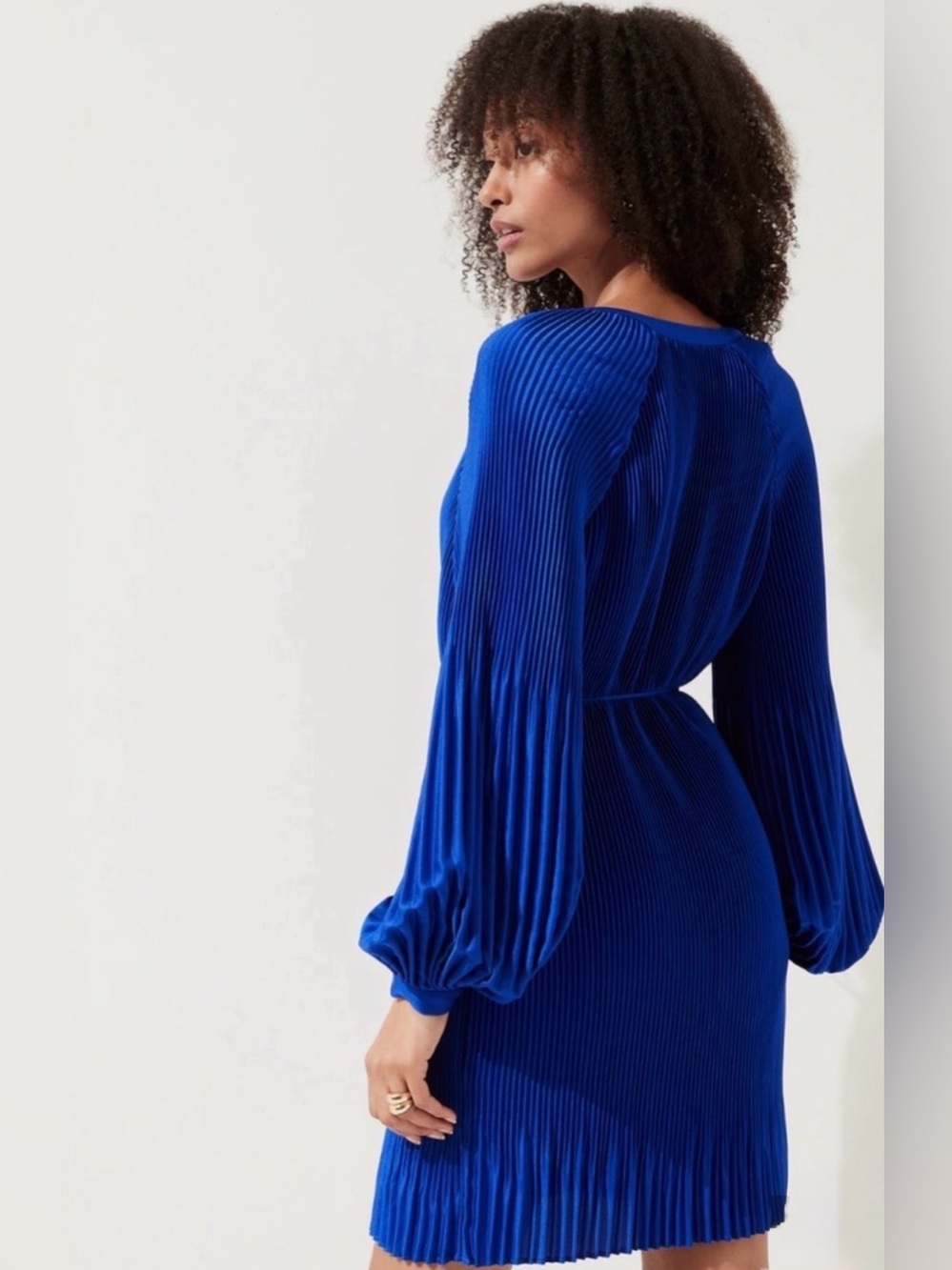 Banana Republic Royal Blue Pleated V-Neck Dress